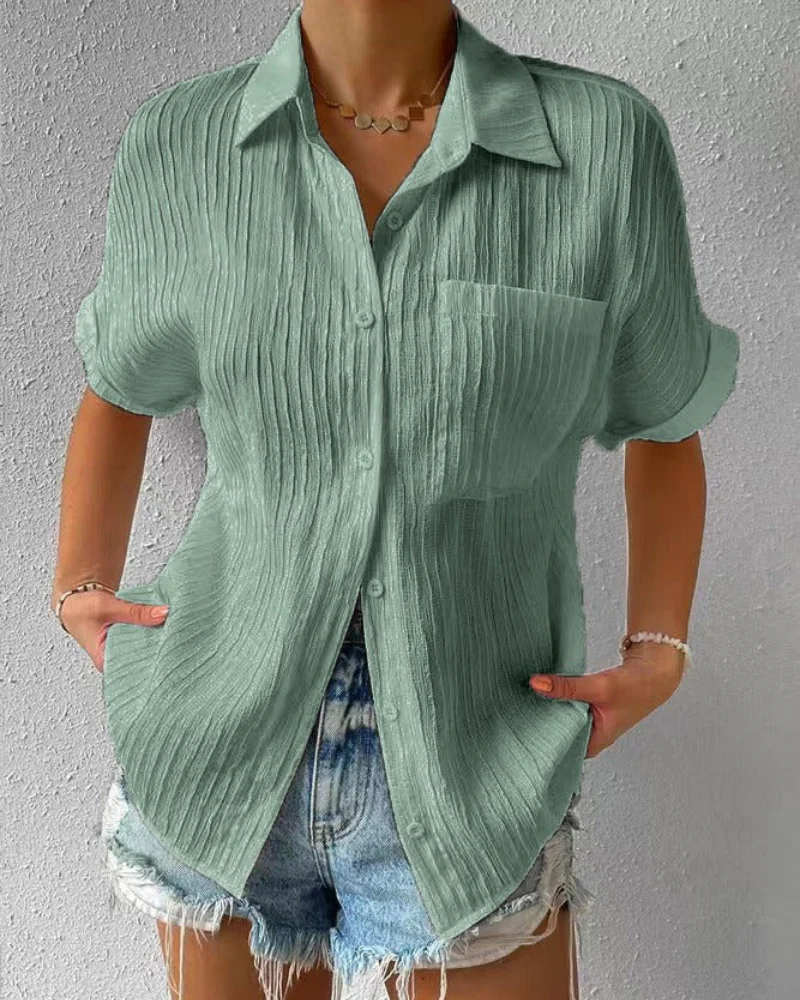 Lässiges Button-Down-Hemd für Damen | kurzarm - Image 5