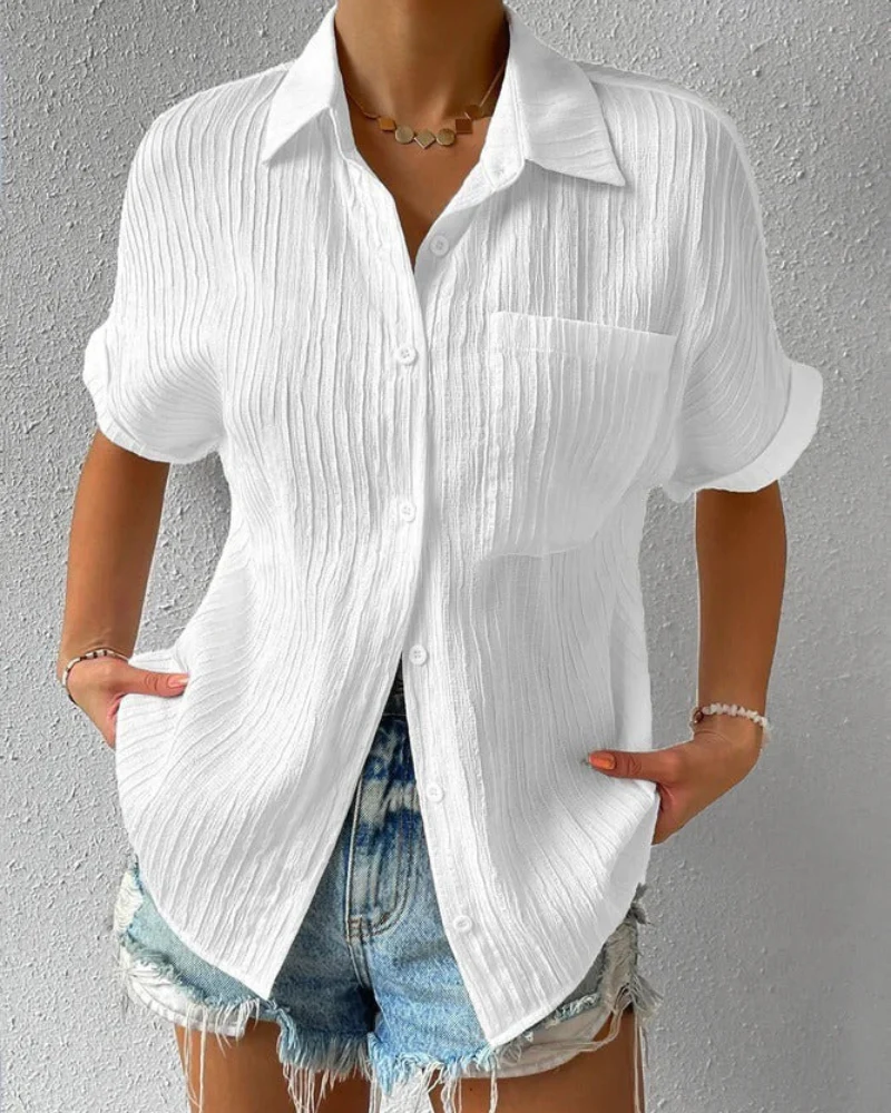 Lässiges Button-Down-Hemd für Damen | kurzarm - Image 6