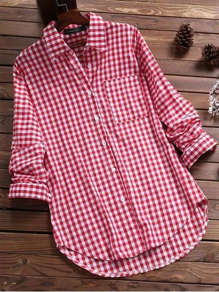 Lässiges Button-Down-Hemd für Damen | Rot - Image 2