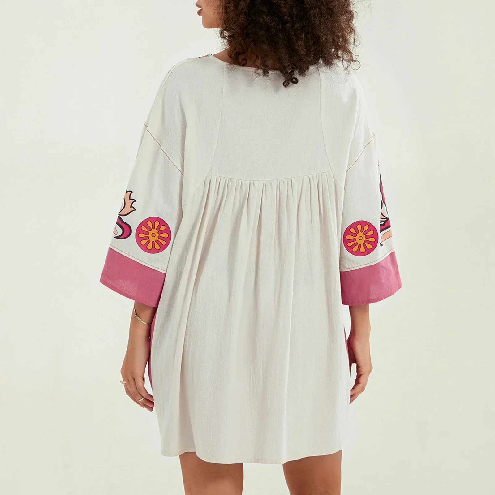 Lässiges Oversize Boho Damen Minikleid mit 3/4 Ärmeln - Image 26