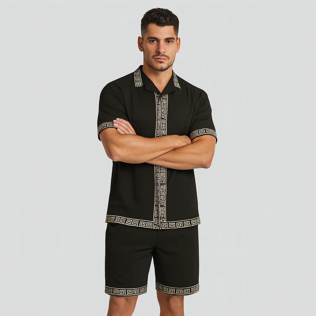 Lässiges Sommer-Outfit für Herren – Hemd mit Reverskragen und Shorts mit elastischem Bund - Image 2