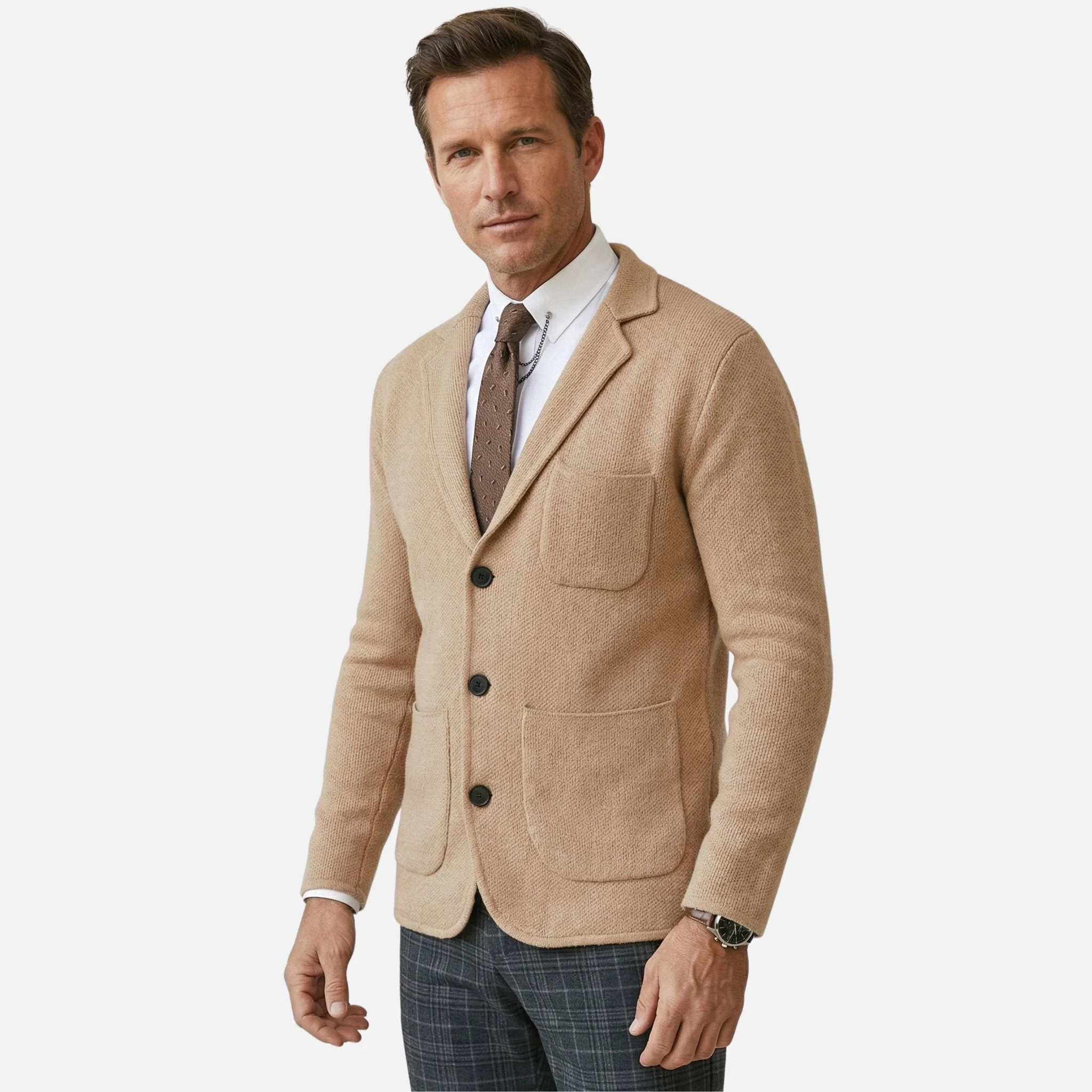 Nils | Herren Lässiges Strick-Sakko Brusttasche – Strick Blazer Herren Casual - Image 3