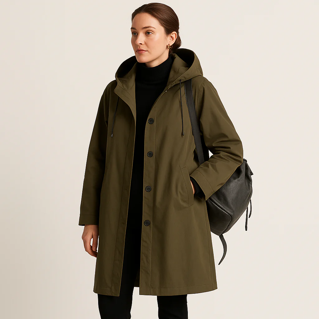 Laura – Damen Wasserdichter Regenmantel Mit Kapuze - Image 8