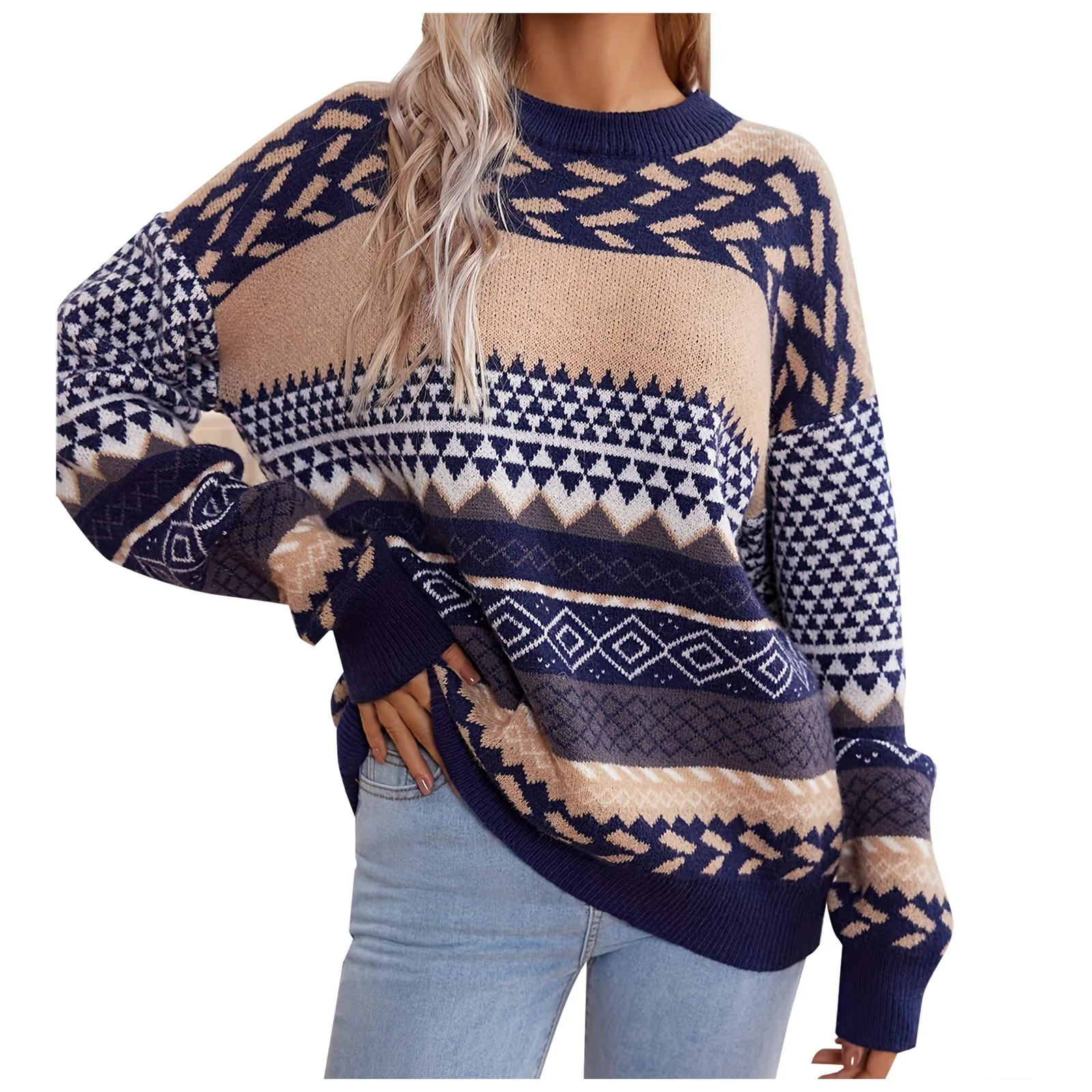 Le Clair | Retro Pullover mit Kontrast gestrickt - Image 2
