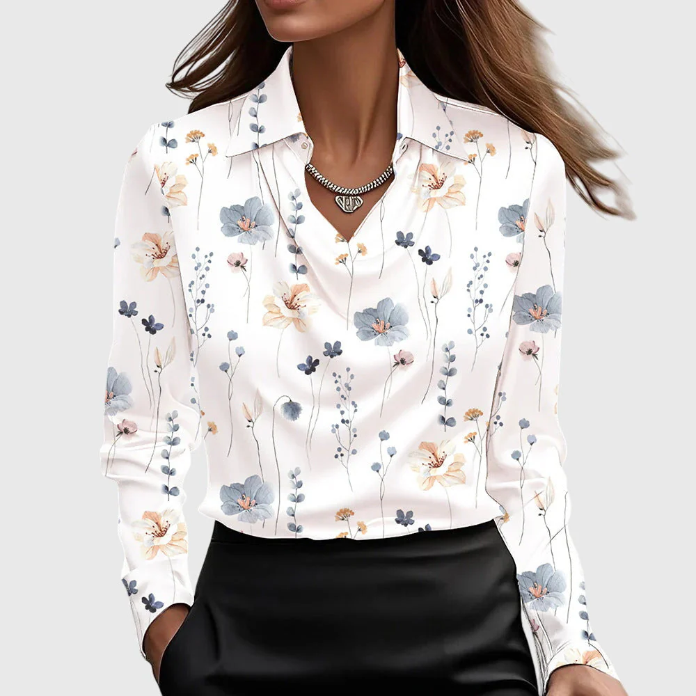 Lea® | Bluse mit luxuriösem Glanz und Faltenkragen - Image 10