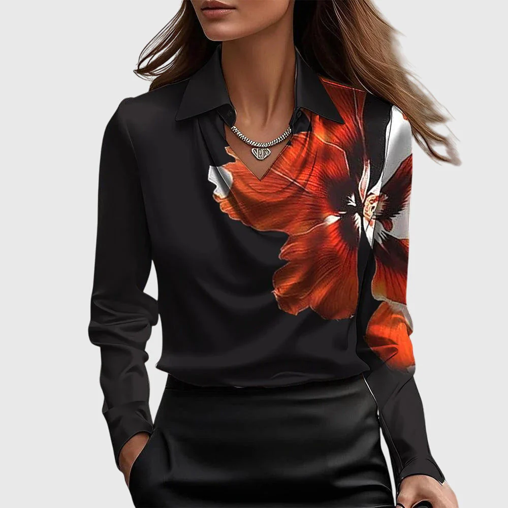 Lea® | Bluse mit luxuriösem Glanz und Faltenkragen - Image 7