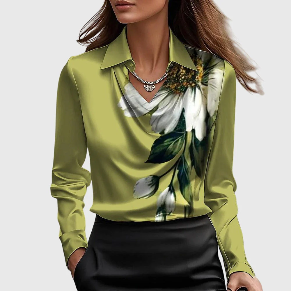 Lea® | Bluse mit luxuriösem Glanz und Faltenkragen - Image 8