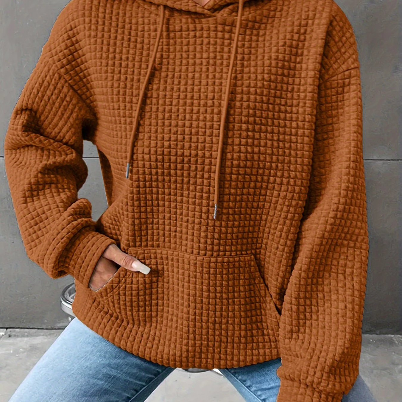 Léana™ | Texturiertes Kapuzen-Sweatshirt mit langen Ärmeln - Image 12