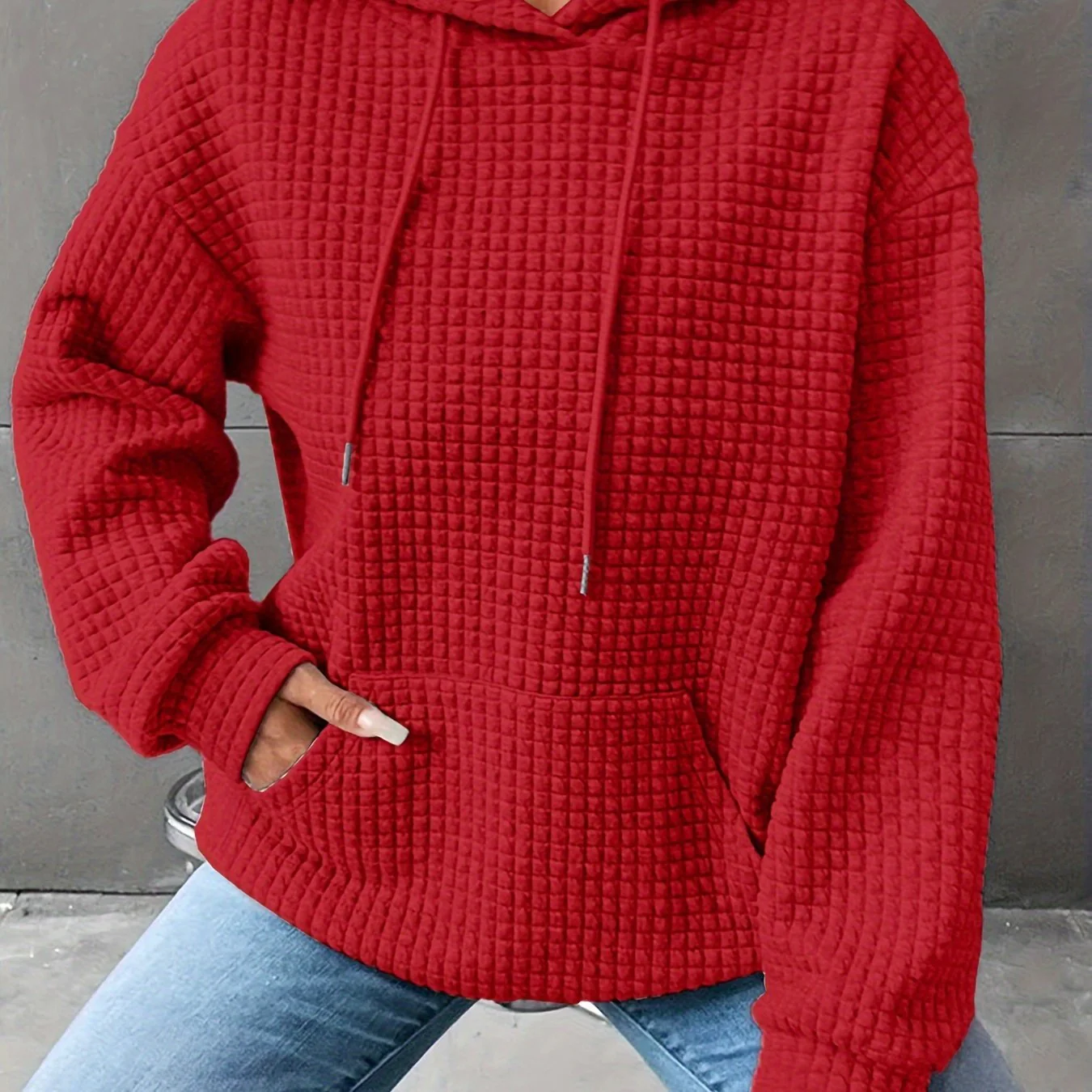 Léana™ | Texturiertes Kapuzen-Sweatshirt mit langen Ärmeln - Image 21
