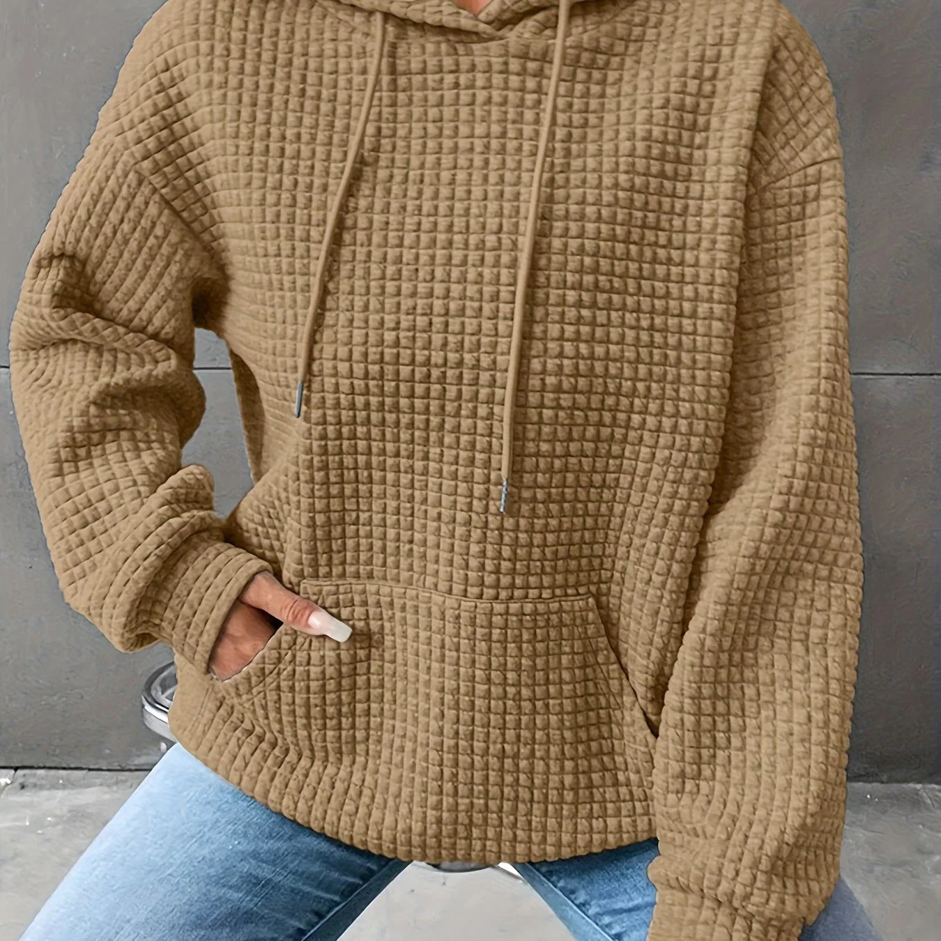 Léana™ | Texturiertes Kapuzen-Sweatshirt mit langen Ärmeln - Image 23