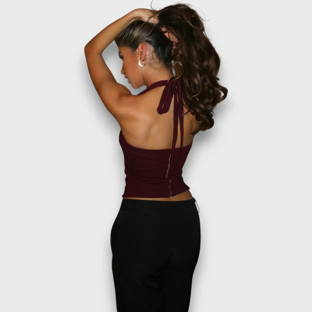 Leane – Corsagen-Top mit Neckholder und Spitzenkante - Image 2