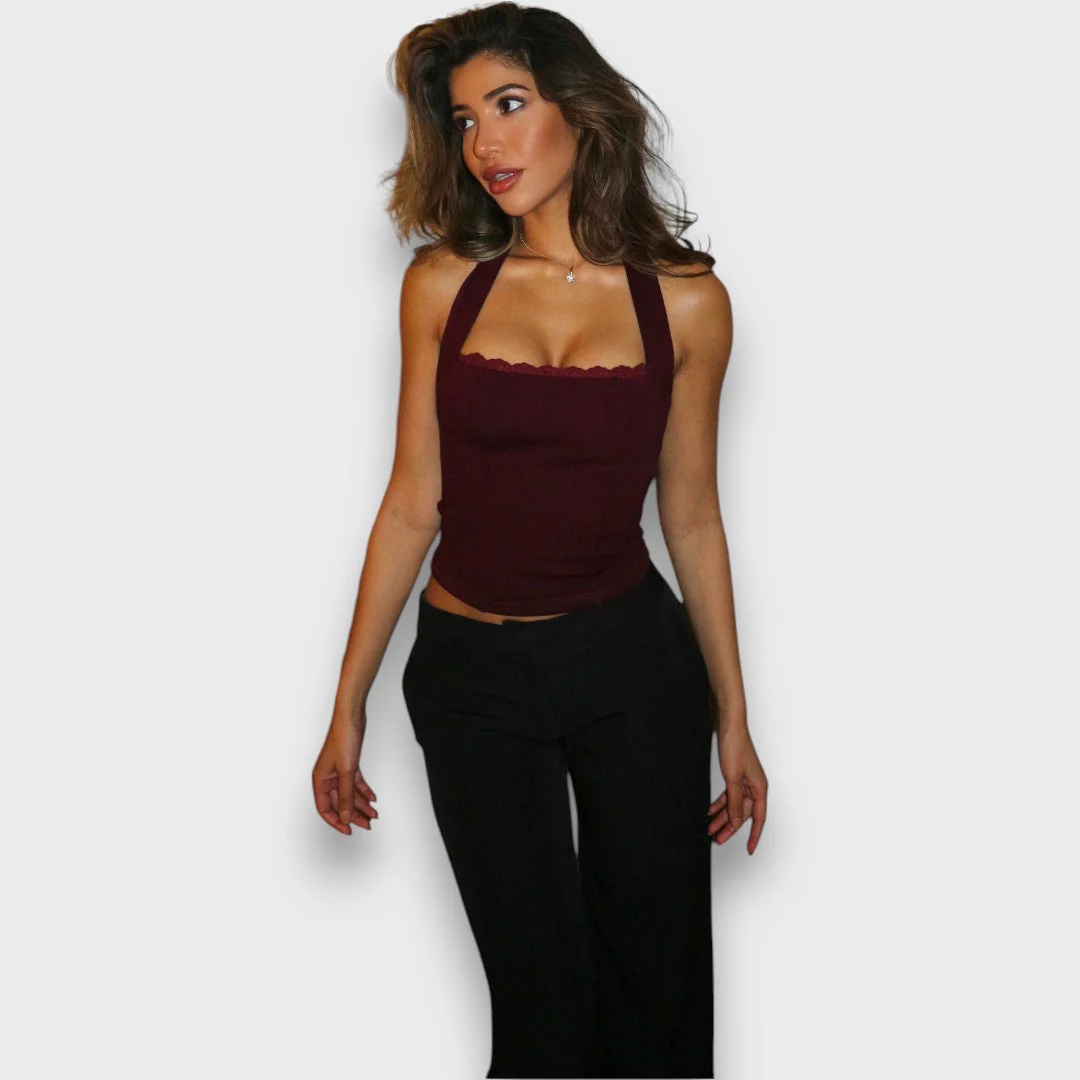 Leane – Corsagen-Top mit Neckholder und Spitzenkante - Image 5