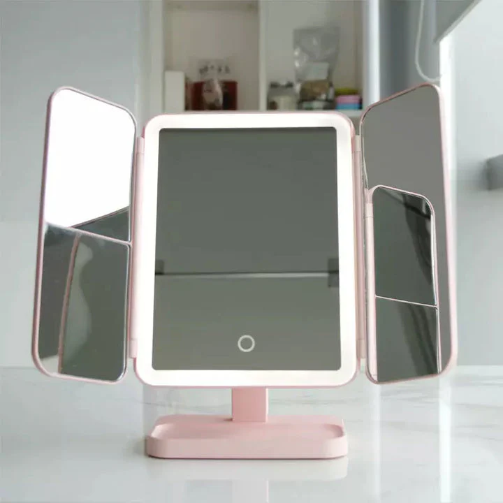 LED Kosmetikspiegel mit 3 Beleuchtungsmodi und Vergrößerung – Faltbar und USB-C Wiederaufladbar, Spiegel zum Schminken - Image 2
