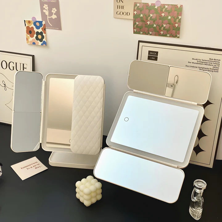 LED Kosmetikspiegel mit 3 Beleuchtungsmodi und Vergrößerung – Faltbar und USB-C Wiederaufladbar, Spiegel zum Schminken - Image 3