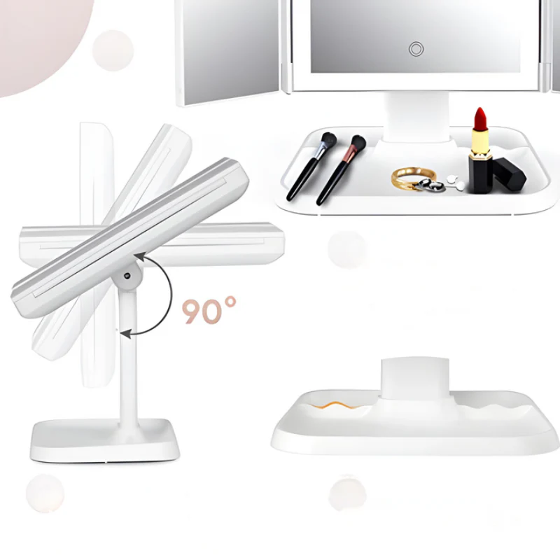 LED Kosmetikspiegel mit 3 Beleuchtungsmodi und Vergrößerung – Faltbar und USB-C Wiederaufladbar, Spiegel zum Schminken - Image 5