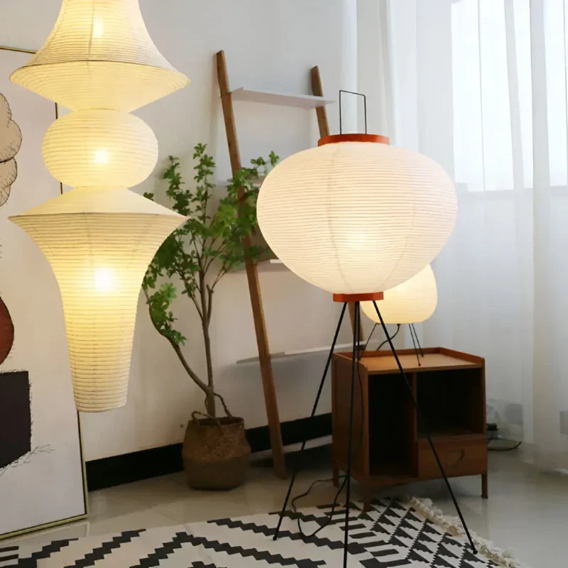 LED Reispapier Stehleuchte – 150 cm hohe Stehleuchte für Wohn- und Schlafzimmer in Naturweiß - Image 5
