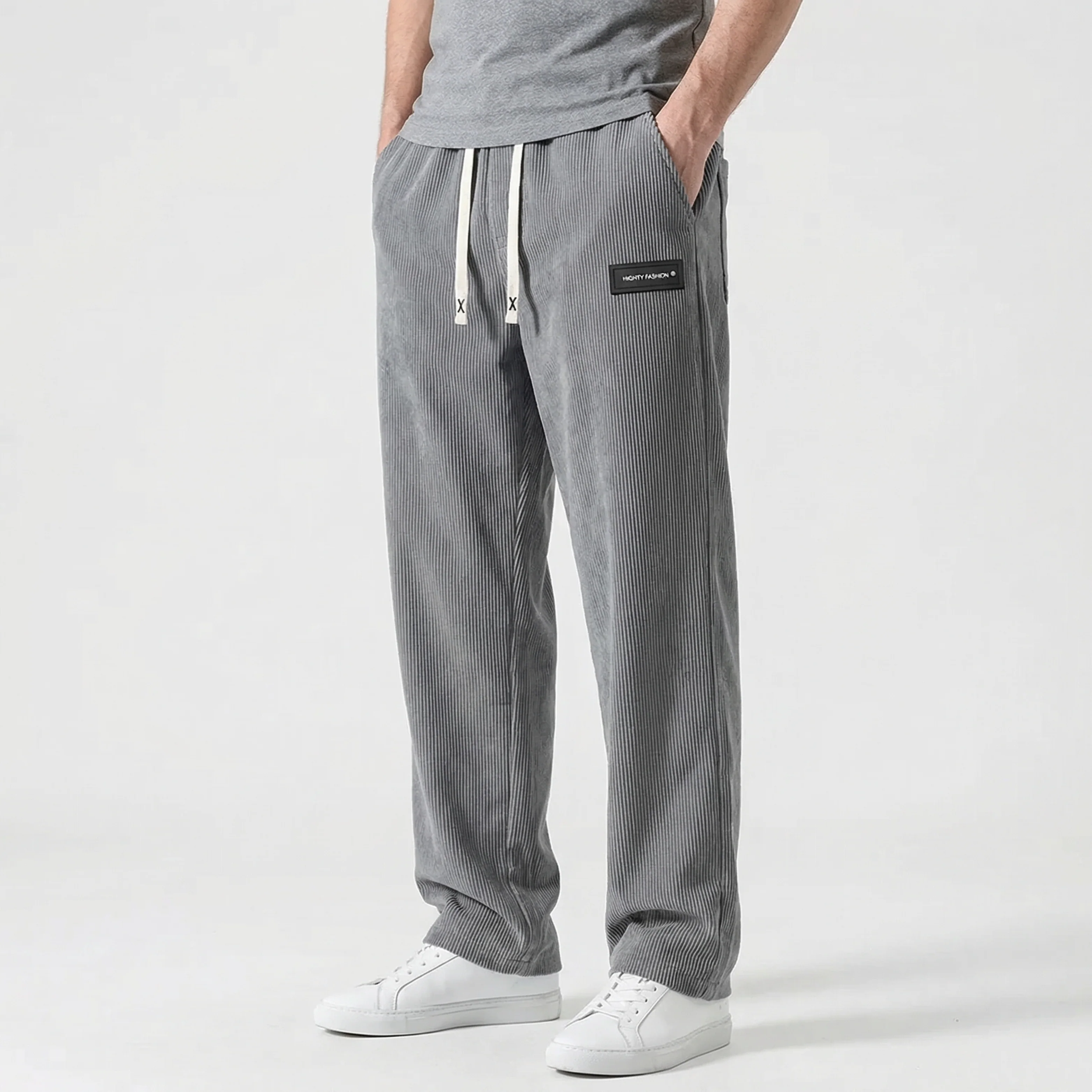 Oskar | Herren Leichte Casual Cordhose Kordelzug Taschen – Cord Hose Herren - Image 3