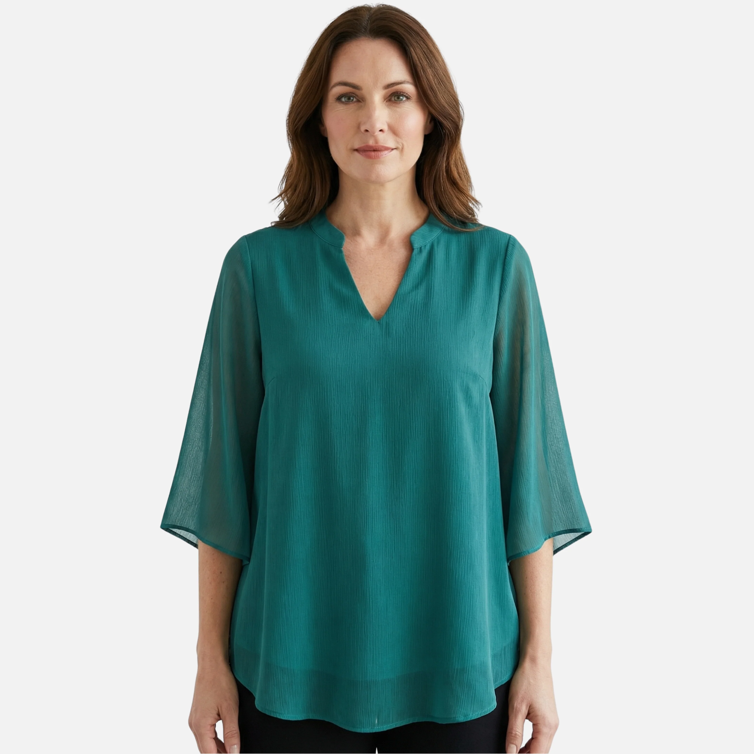 Zora | Damen Leichte Chiffonbluse Lockerer Schnitt V-Ausschnitt – Chiffon Bluse - Image 2