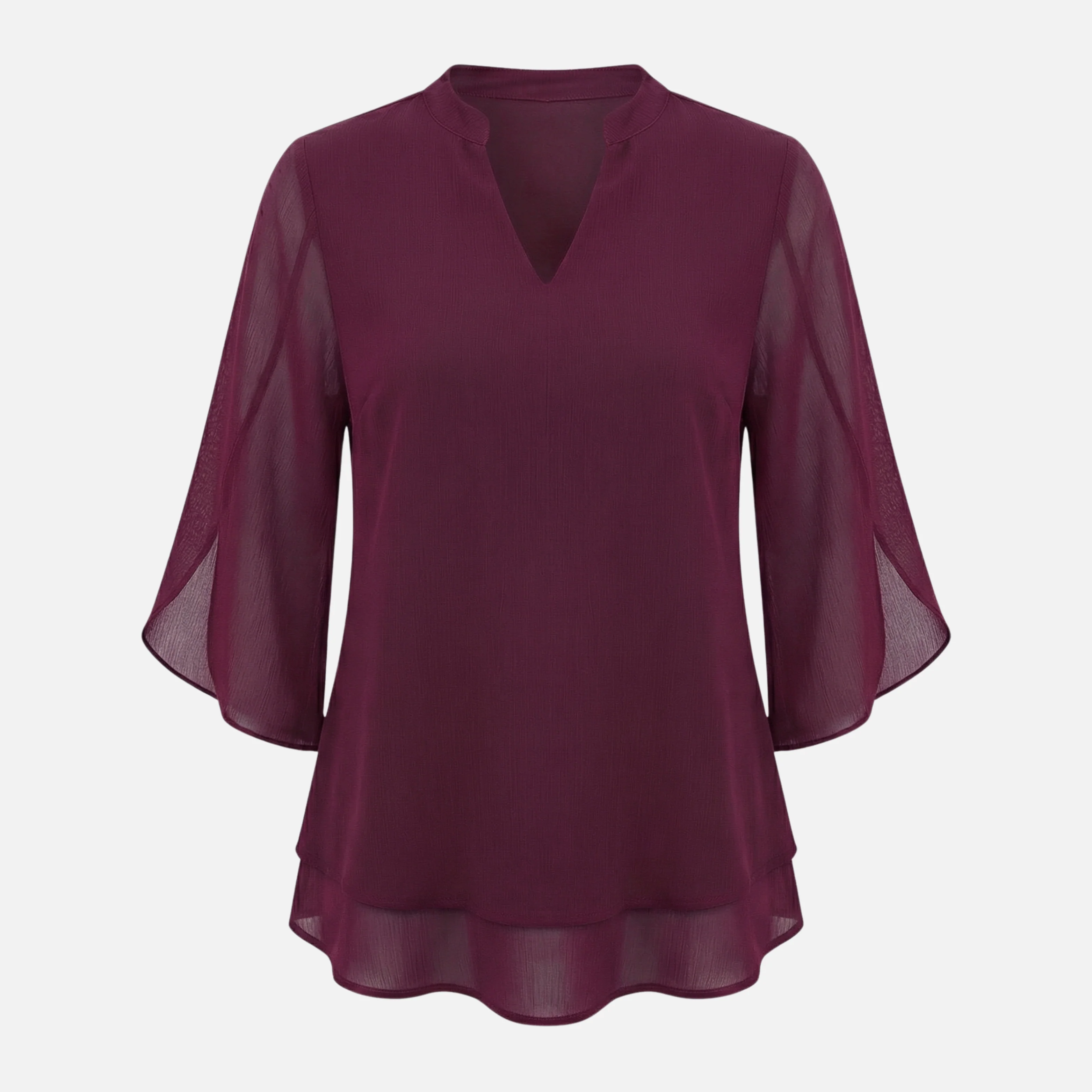 Zora | Damen Leichte Chiffonbluse Lockerer Schnitt V-Ausschnitt – Chiffon Bluse - Image 9
