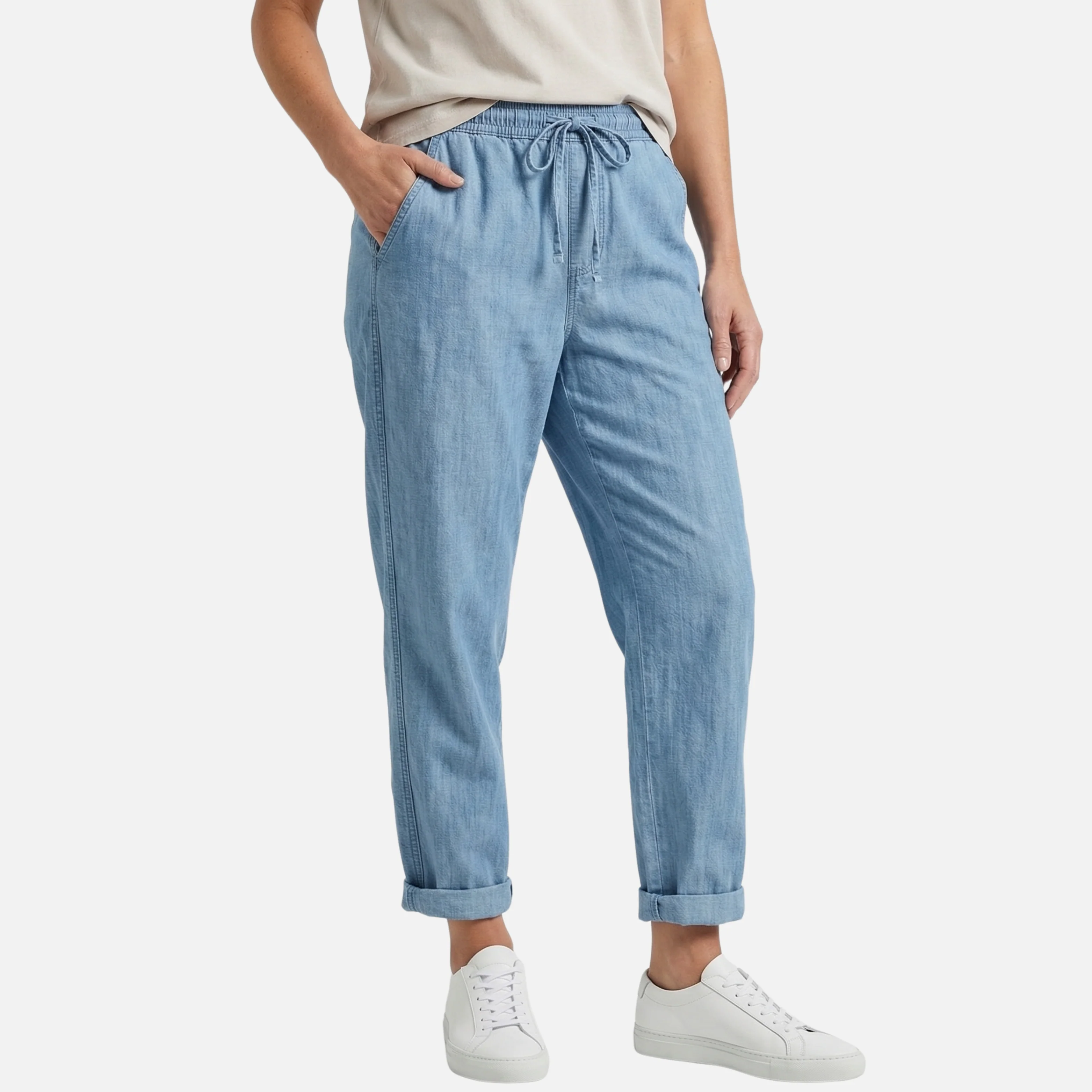 Nadja | Damen Leichte Leinenhose Lockere Freizeithose Tunnelzug – Leinen Komfort Hose - Image 2