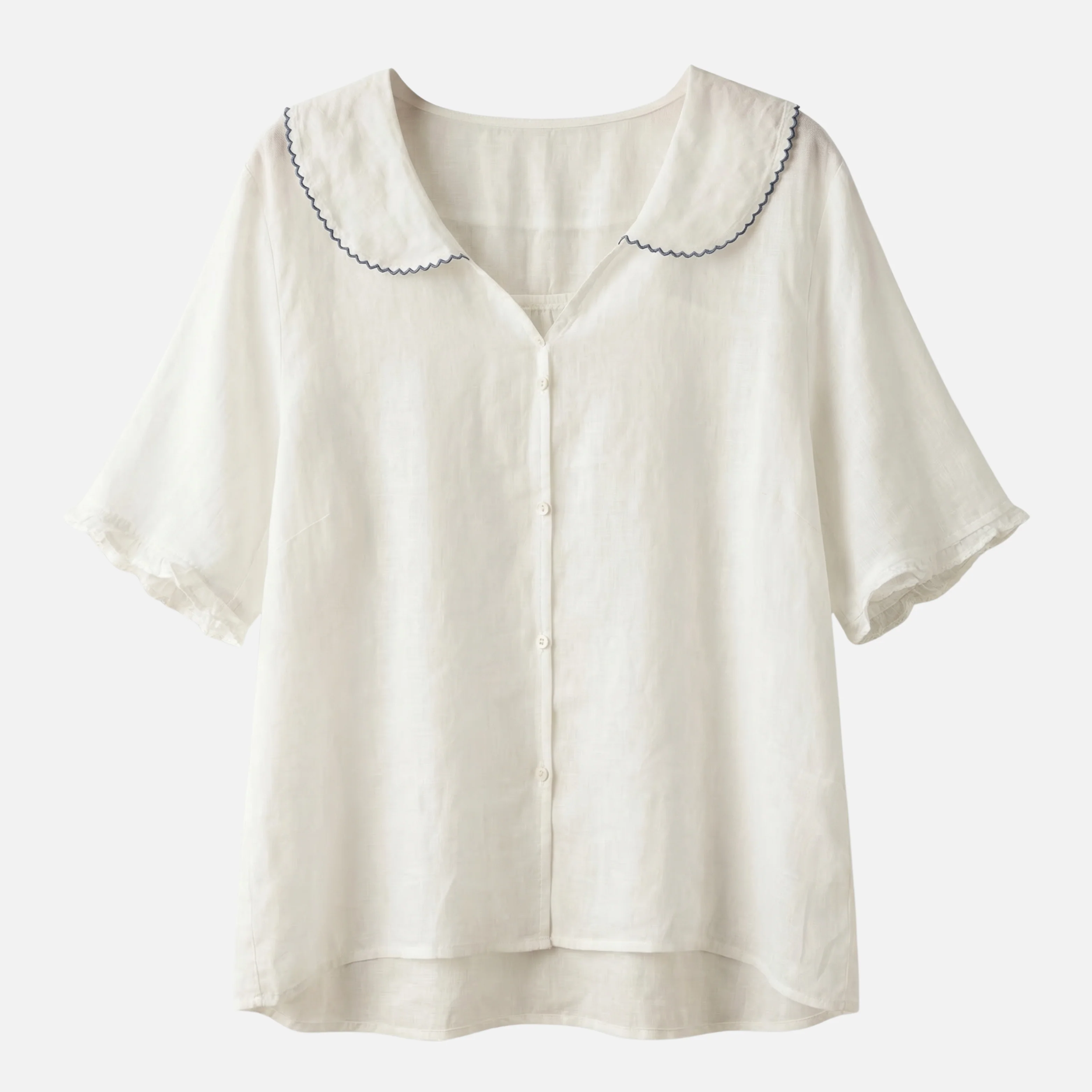 Zarah | Damen Leichte Sommer Leinenbluse Muschelkragen Lockere Passform – Muschel Bluse - Image 7