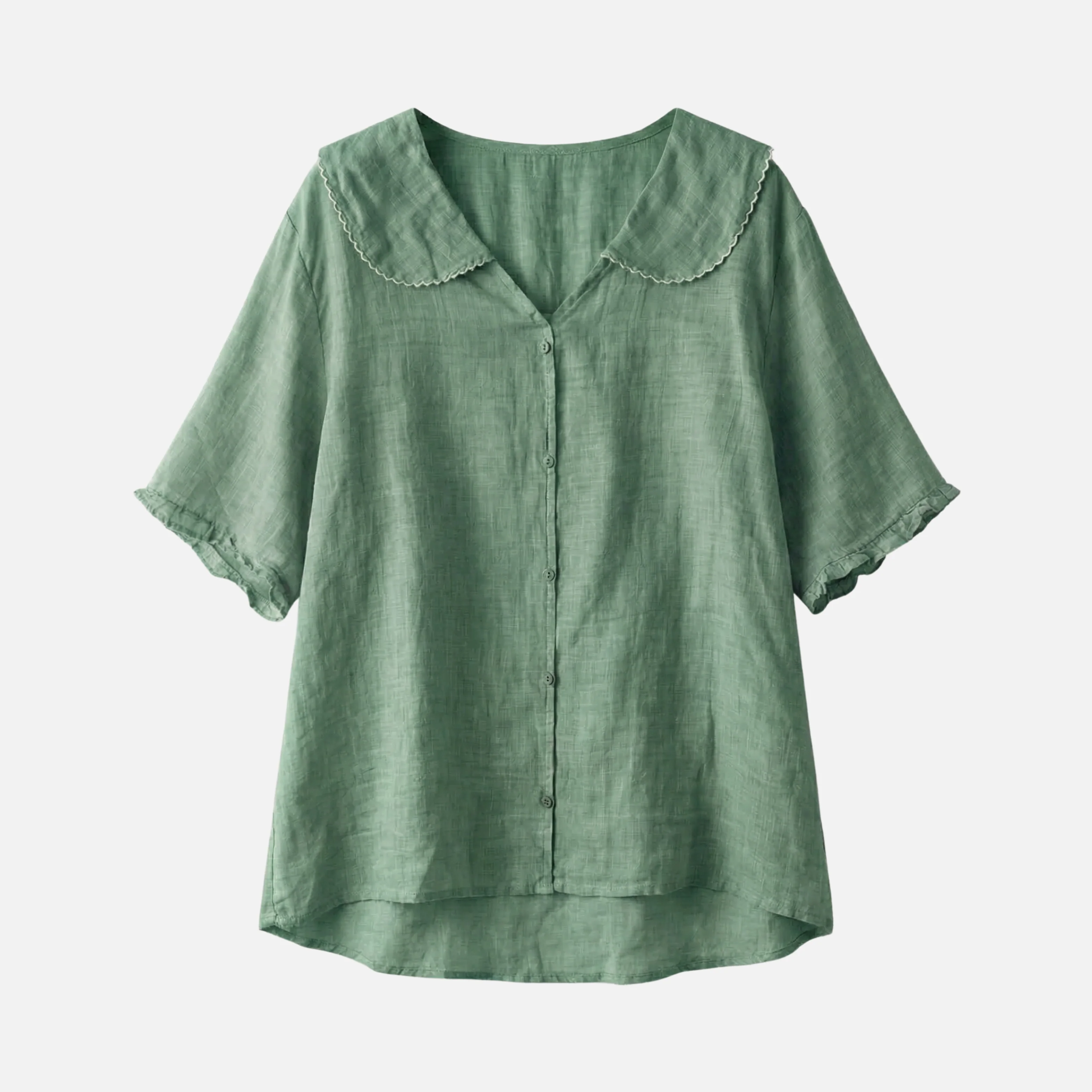 Zarah | Damen Leichte Sommer Leinenbluse Muschelkragen Lockere Passform – Muschel Bluse - Image 8