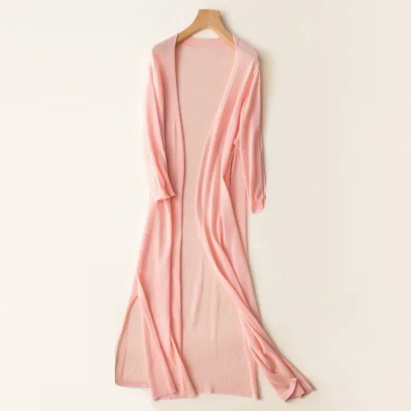 Leichter Langer Strickjacke für Damen | Offene Vorderseite - Image 3
