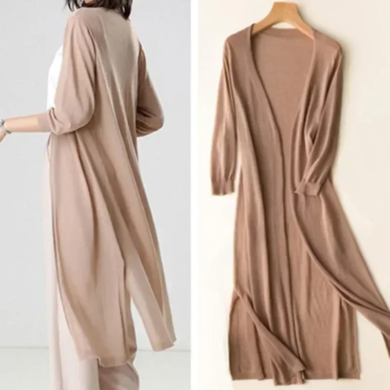 Leichter Langer Strickjacke für Damen | Offene Vorderseite - Image 4