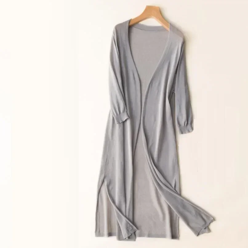 Leichter Langer Strickjacke für Damen | Offene Vorderseite - Image 5