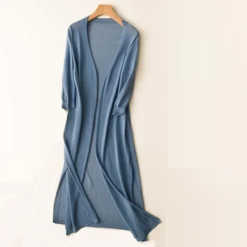 Leichter Langer Strickjacke für Damen | Offene Vorderseite - Image 6