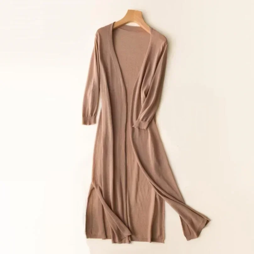 Leichter Langer Strickjacke für Damen | Offene Vorderseite - Image 8
