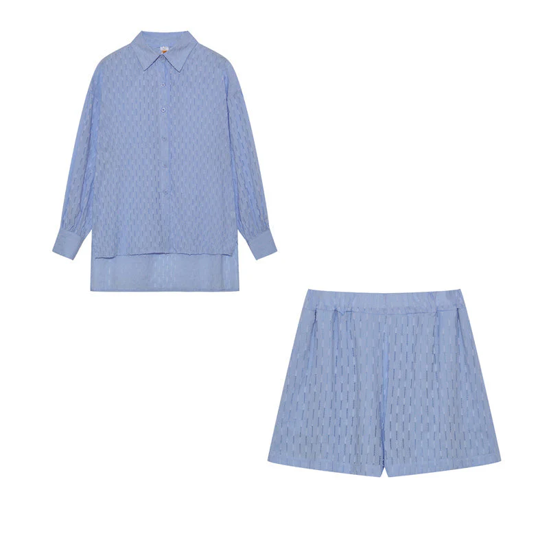 Leichter Zweiteiler aus Baumwollmix – Oversize Bluse & Shorts für Damen - Image 11