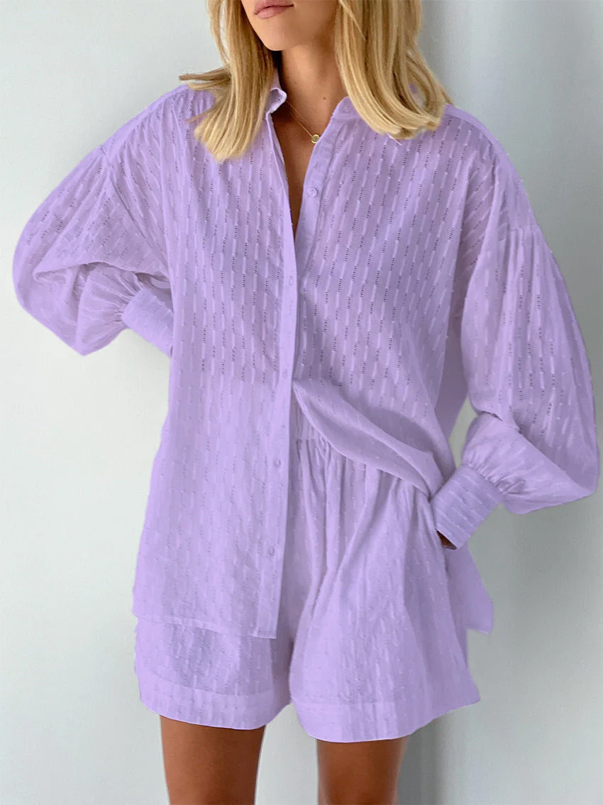 Leichter Zweiteiler aus Baumwollmix – Oversize Bluse & Shorts für Damen - Image 16
