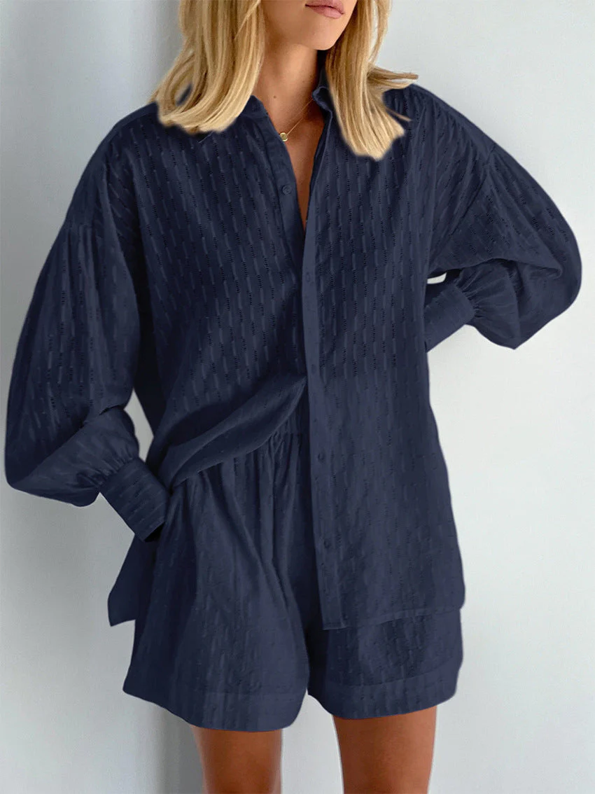 Leichter Zweiteiler aus Baumwollmix – Oversize Bluse & Shorts für Damen - Image 19