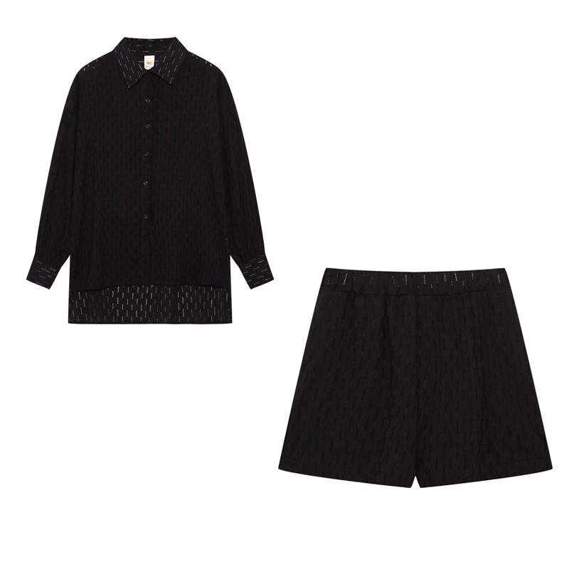 Leichter Zweiteiler aus Baumwollmix – Oversize Bluse & Shorts für Damen - Image 3
