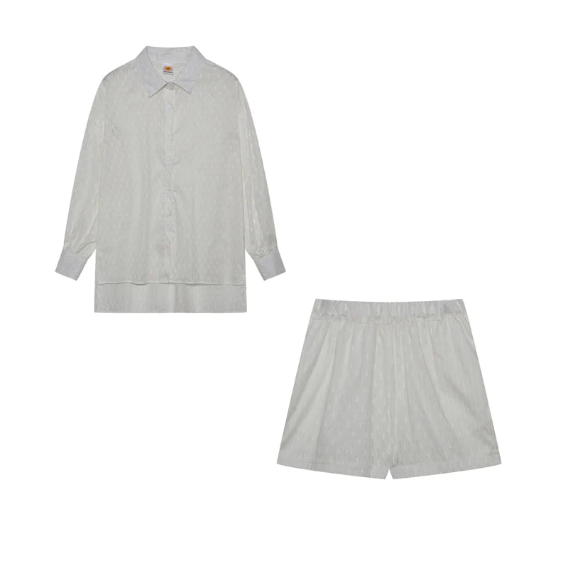 Leichter Zweiteiler aus Baumwollmix – Oversize Bluse & Shorts für Damen - Image 4