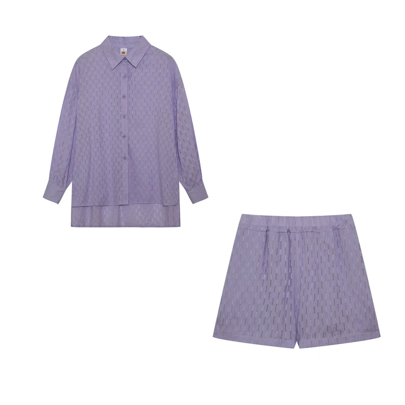 Leichter Zweiteiler aus Baumwollmix – Oversize Bluse & Shorts für Damen - Image 5