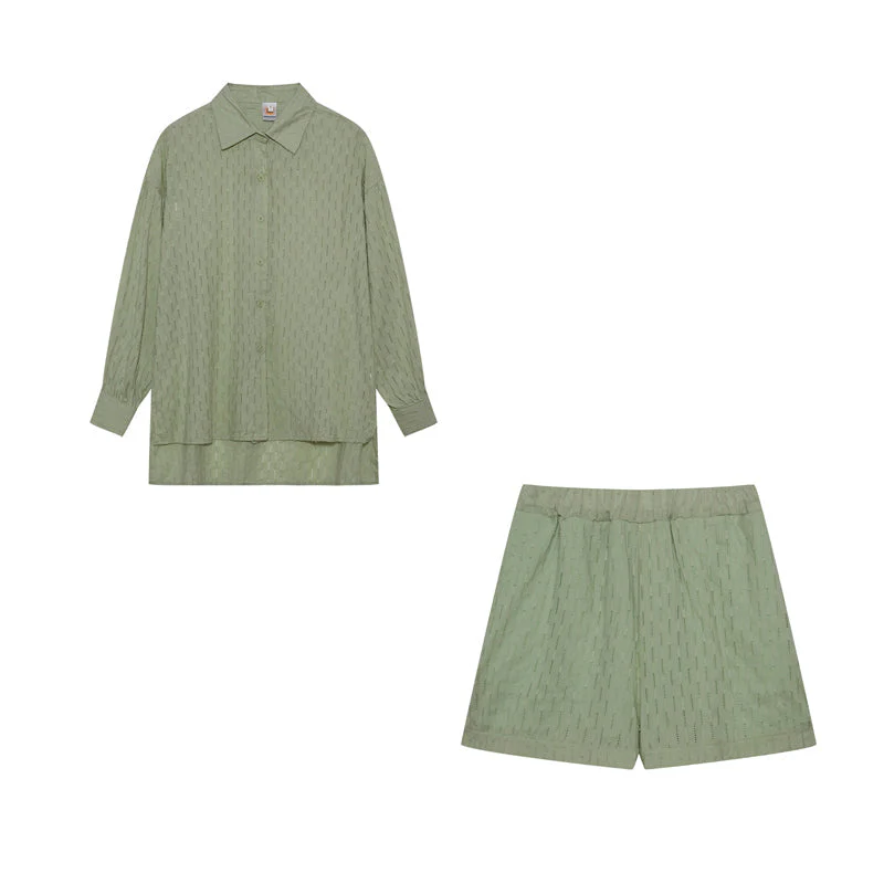 Leichter Zweiteiler aus Baumwollmix – Oversize Bluse & Shorts für Damen - Image 6