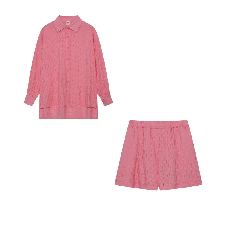 Leichter Zweiteiler aus Baumwollmix – Oversize Bluse & Shorts für Damen - Image 7