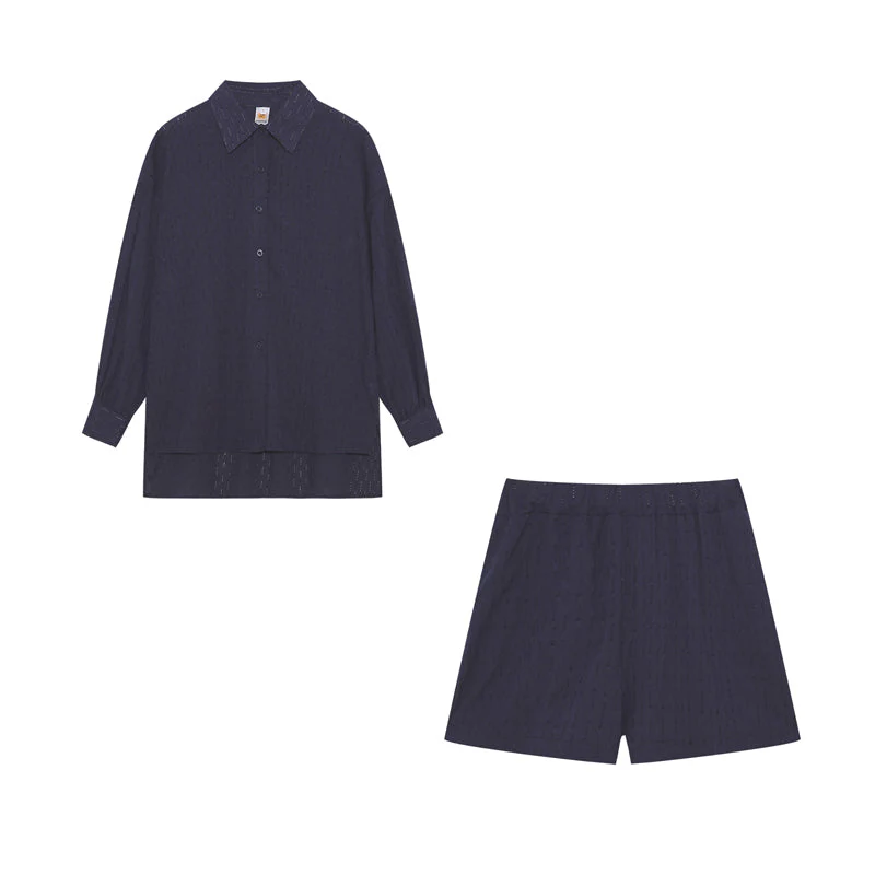 Leichter Zweiteiler aus Baumwollmix – Oversize Bluse & Shorts für Damen - Image 8