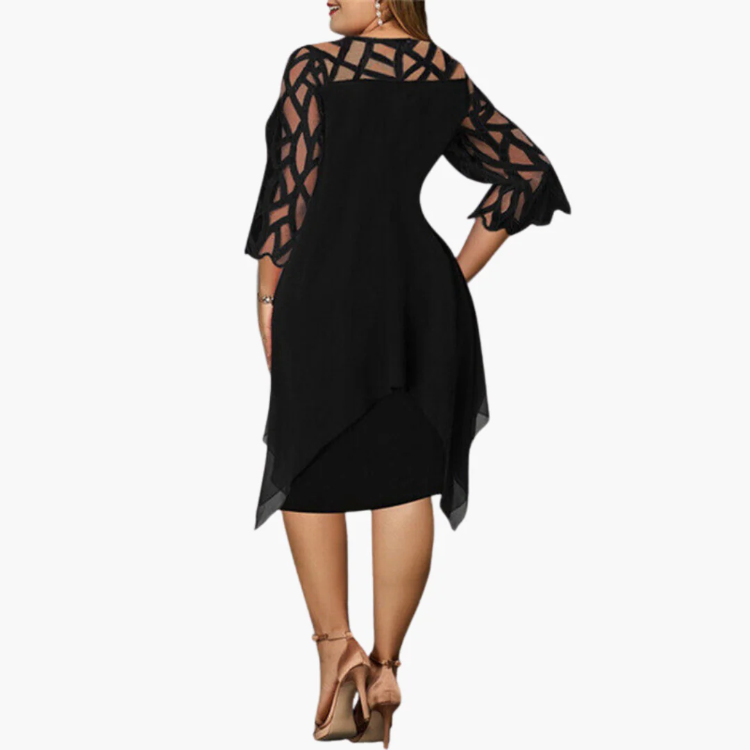 Leichtes Damen Abendkleid - mit ausgeschnittenen Ärmeln Midikleid - Image 3
