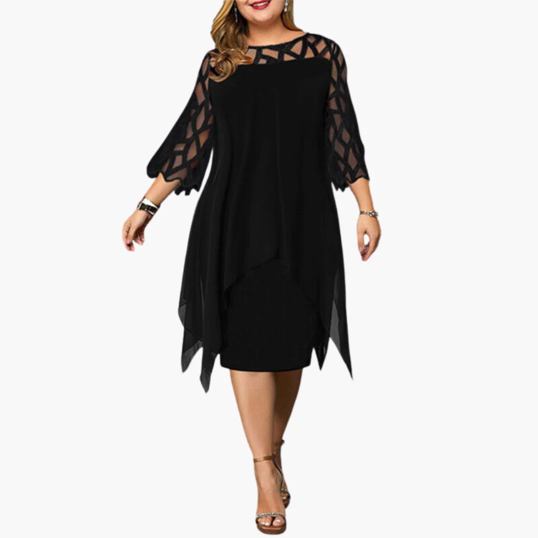 Leichtes Damen Abendkleid - mit ausgeschnittenen Ärmeln Midikleid - Image 6
