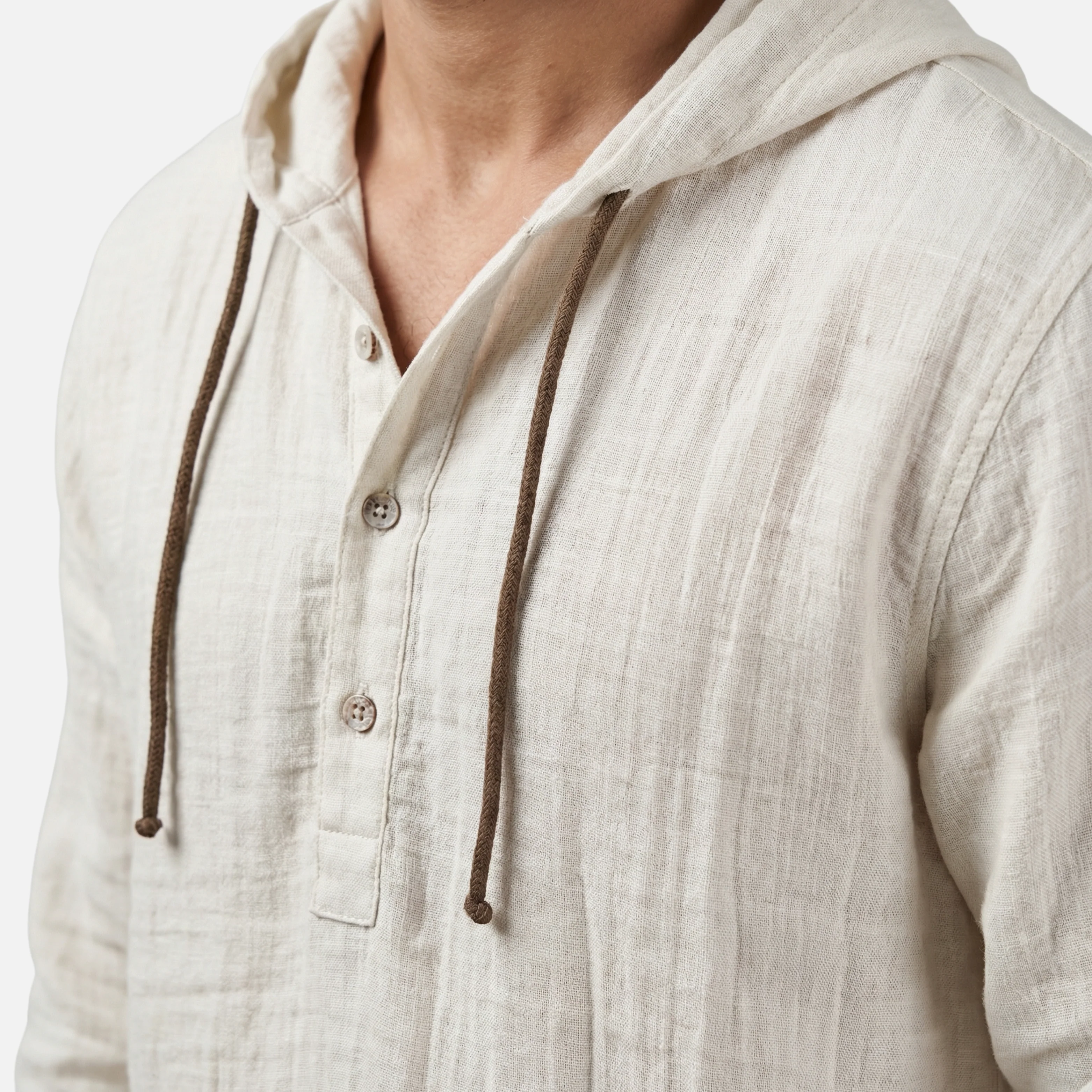 Ingo | Herren Leichtes Leinen Kapuzenhemd Lockere Passform – Leinen Shirt Kapuze - Image 4