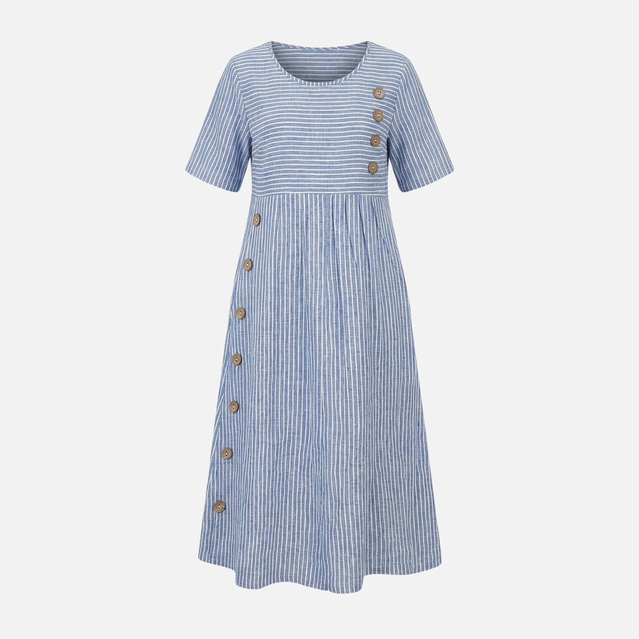 Quirina | Damen Leinen-Midikleid Knopfleiste – Leinen Midi Kleid Knöpfe Sommer - Image 7