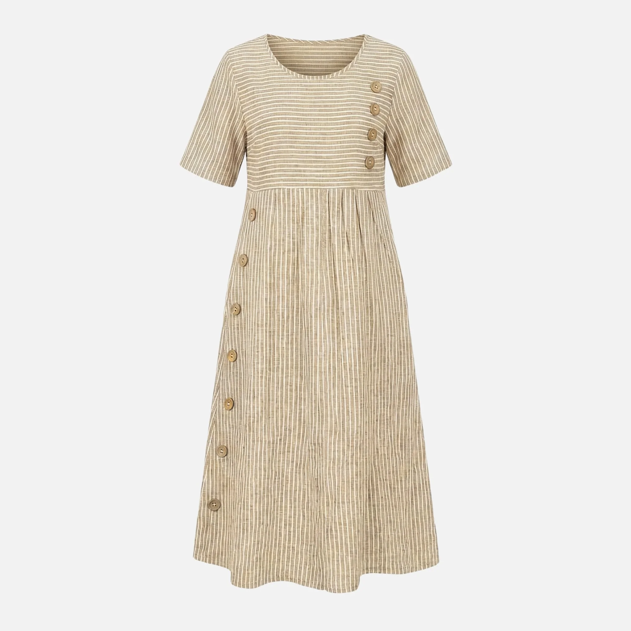 Quirina | Damen Leinen-Midikleid Knopfleiste – Leinen Midi Kleid Knöpfe Sommer - Image 8