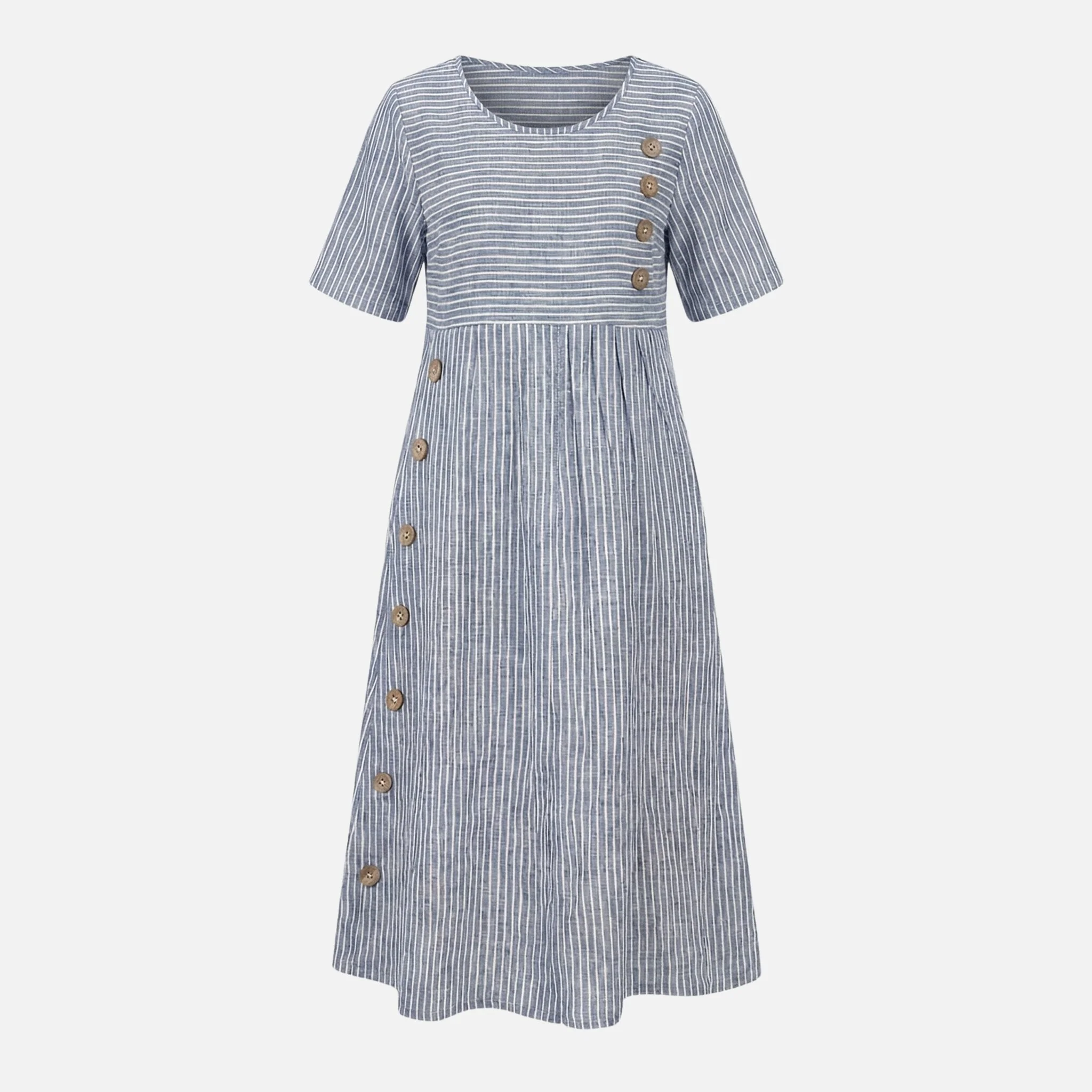 Quirina | Damen Leinen-Midikleid Knopfleiste – Leinen Midi Kleid Knöpfe Sommer - Image 9