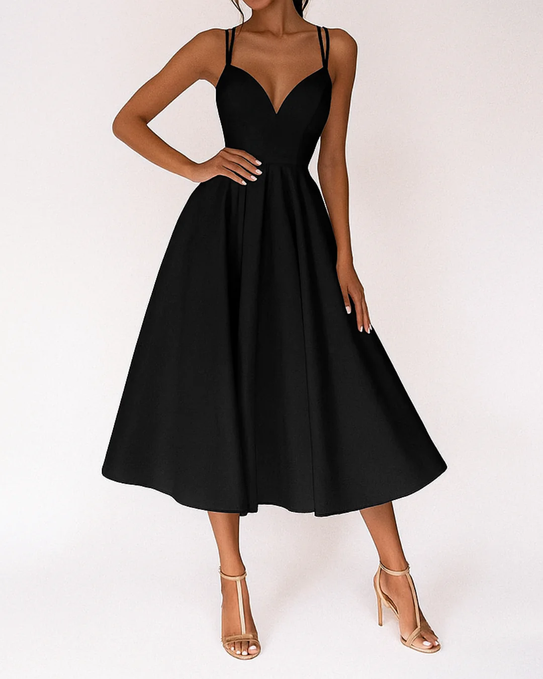 Lena Damen Träger Midi Kleid für Hochzeitsgäste - Image 3