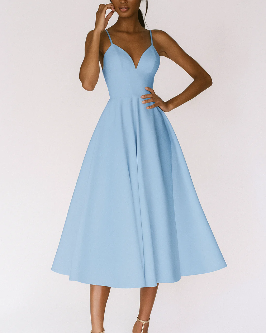 Lena Damen Träger Midi Kleid für Hochzeitsgäste - Image 4