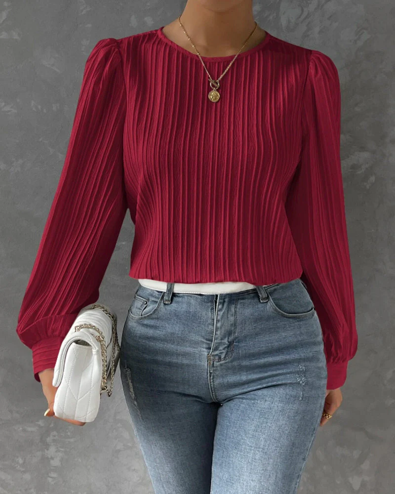 Lena | Elegantes Langarm Top mit Rundhalsausschnitt - Image 8