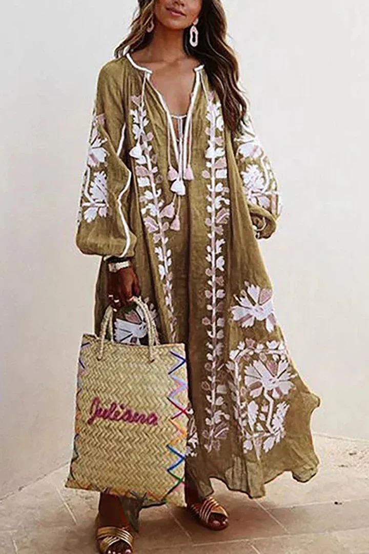 Lena- Langes Kleid im Bohemian Stil mit Blumendruck - Image 2